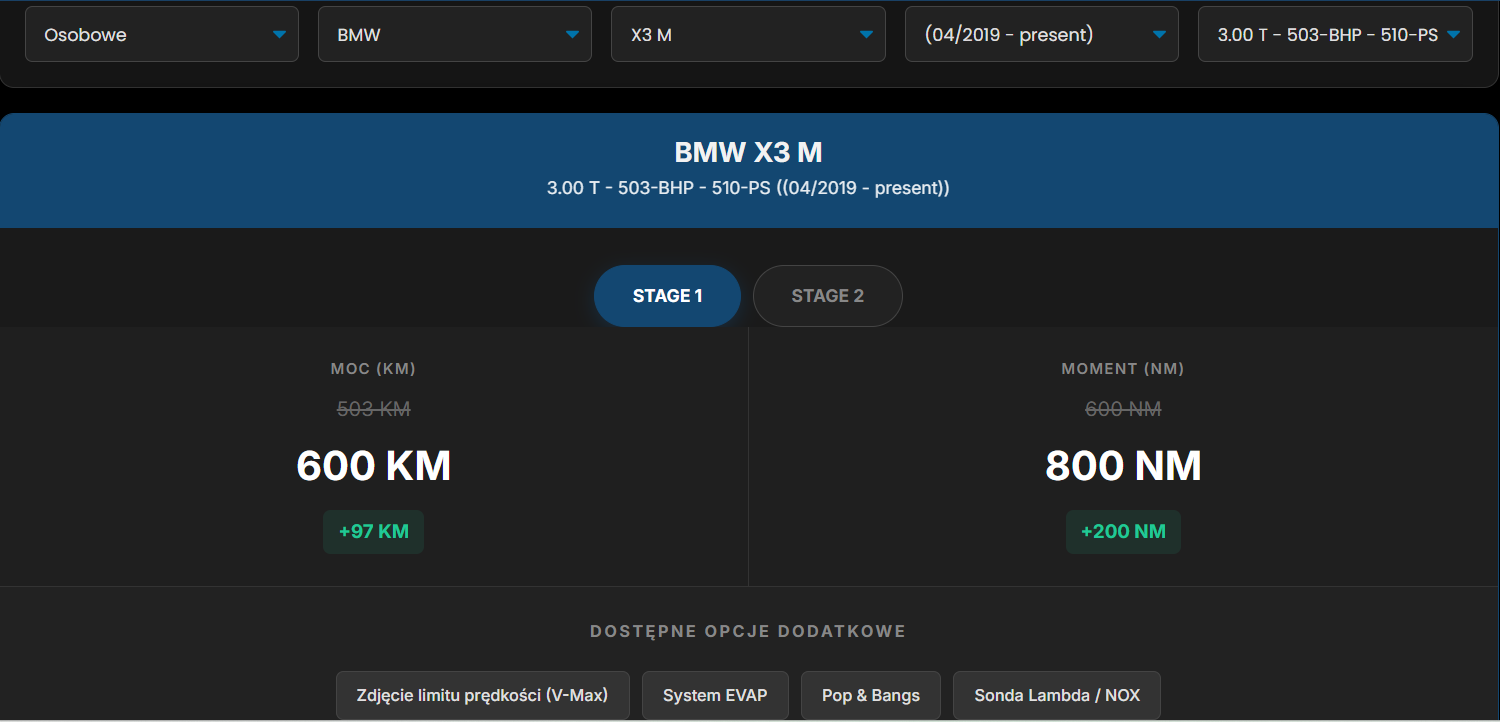 Kalkulator przyrostów mocy